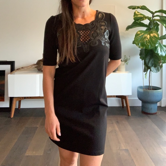 Supertrash • Little Black Dress with Leather Detailing - Picture 2 of 2